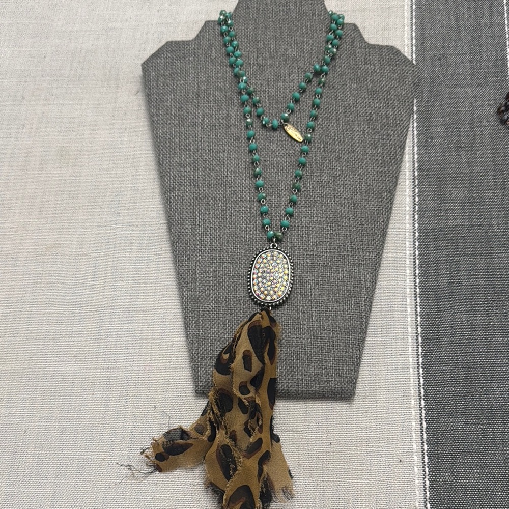 Plunder Necklace with Leopard Print Tassel